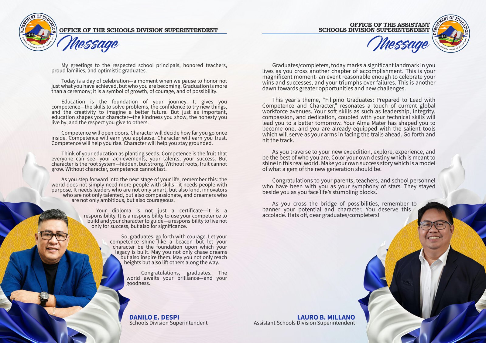 Message from the Schools Division Superintendent and Assistant Schools Division Superintendent